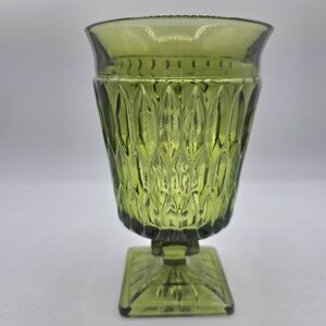 Indiana Glass Mt Mount Vernon Avocado Green Iced Tea Goblet Glasses 1 Glass Vtg